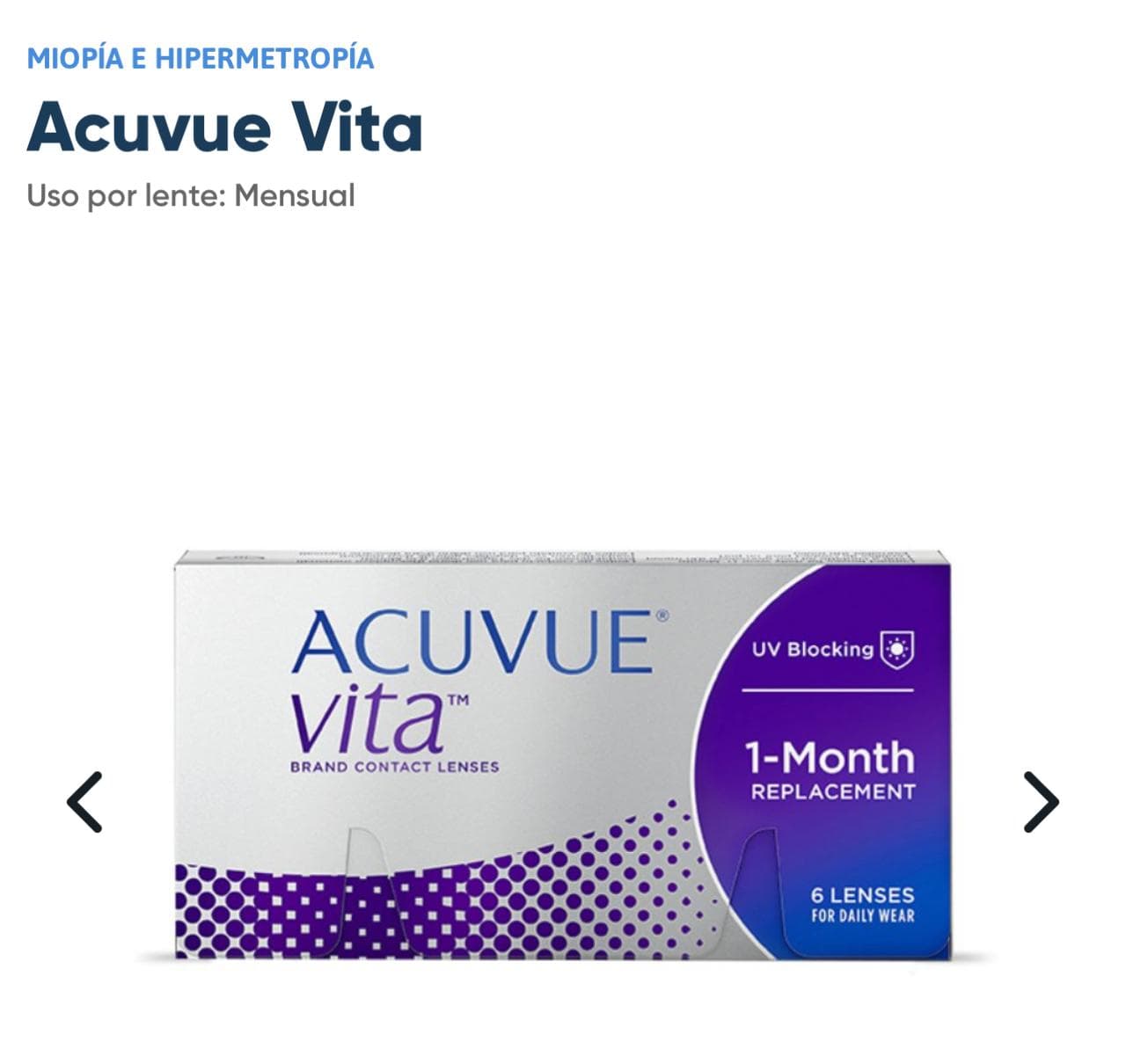 Acuvue Vita — Miopía e Hipermetropía