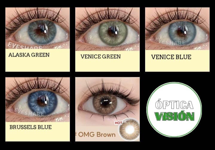 Colección lentes de color — Alaska Green, Venice Blue, OMG Brown y más